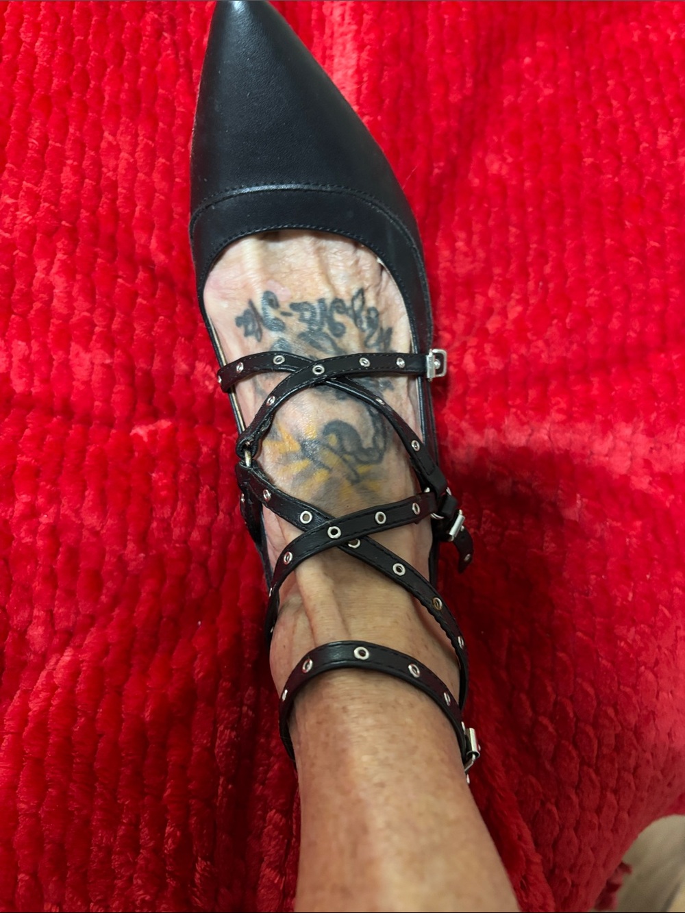 Charlotte Russe Black Pointed-Toe Strappy Heels